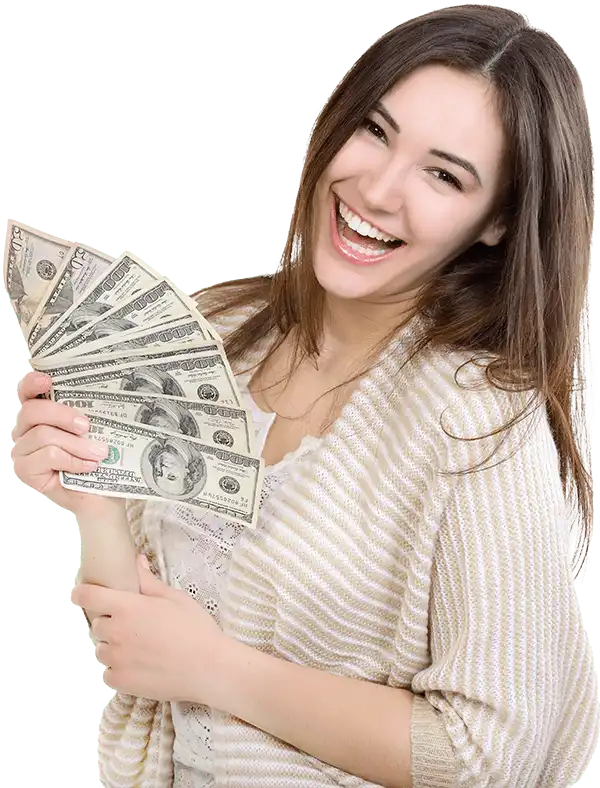 Happy woman holding money