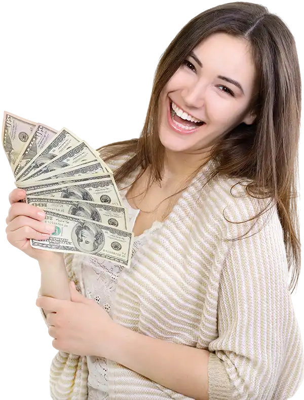 Happy woman holding money